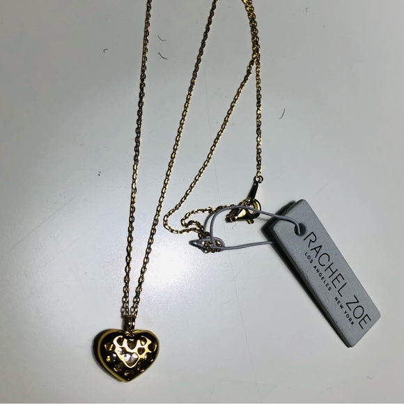 Gold Plated Heart Pendant Necklace with Cubic Zirconia - Picture 4 of 5